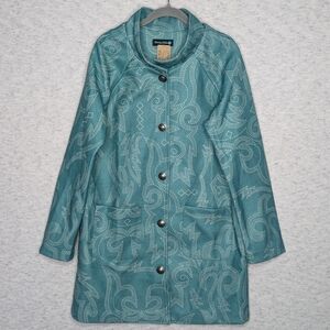 Teal White Printed Cowgirl Thing Jacket Sz M Sterling Kreek